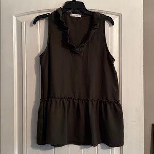 Elegant Sleeveless Olive Green‎ Top